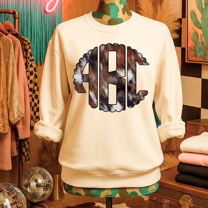 Cow Hide Monogram Transfer